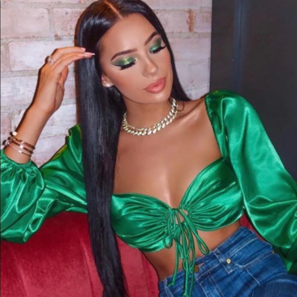 Satin Green Crop top